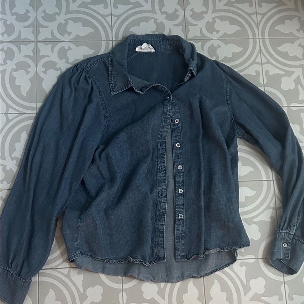 For The Republic Blue Button-Up Top
